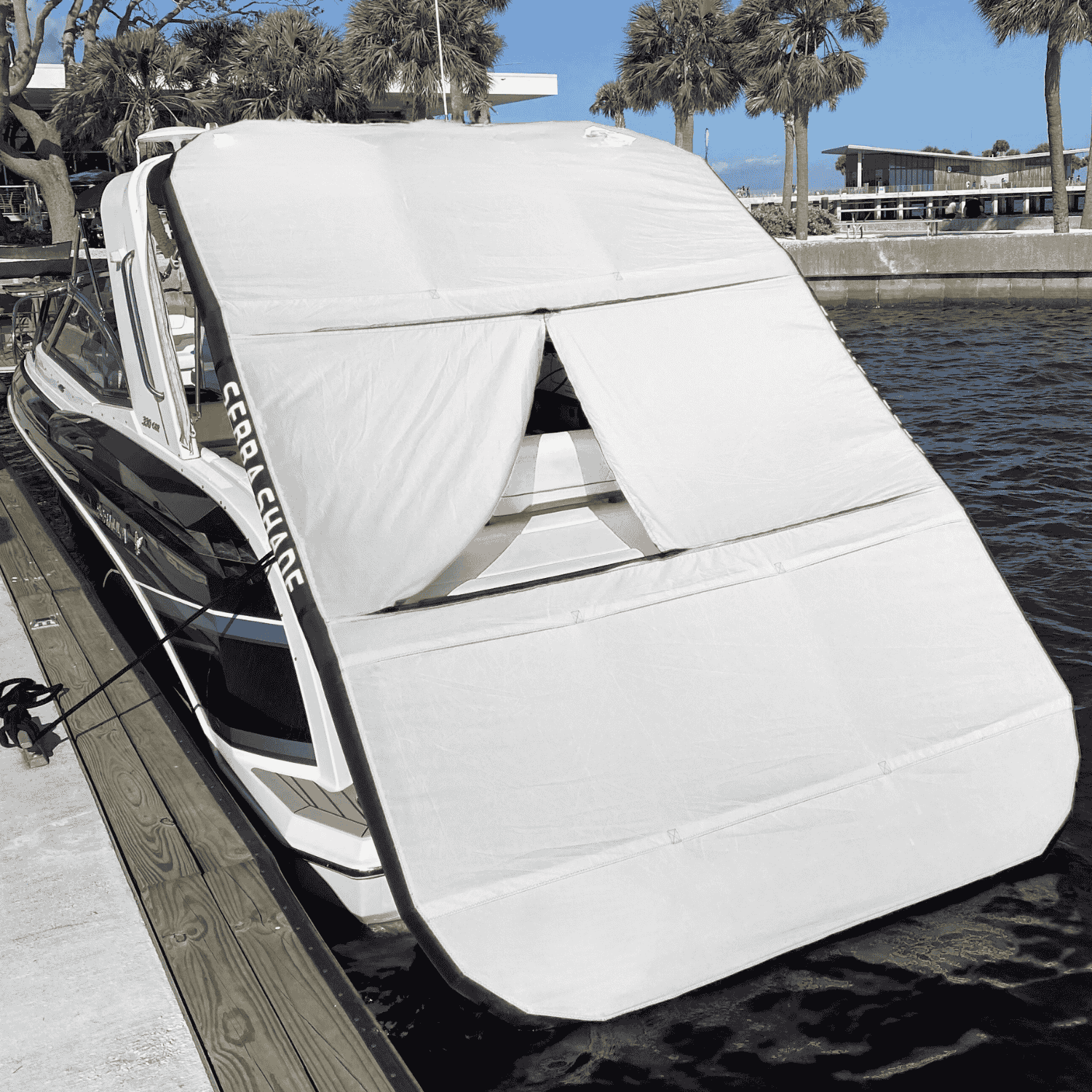 White Sebba Shade 8x12 with window at dock