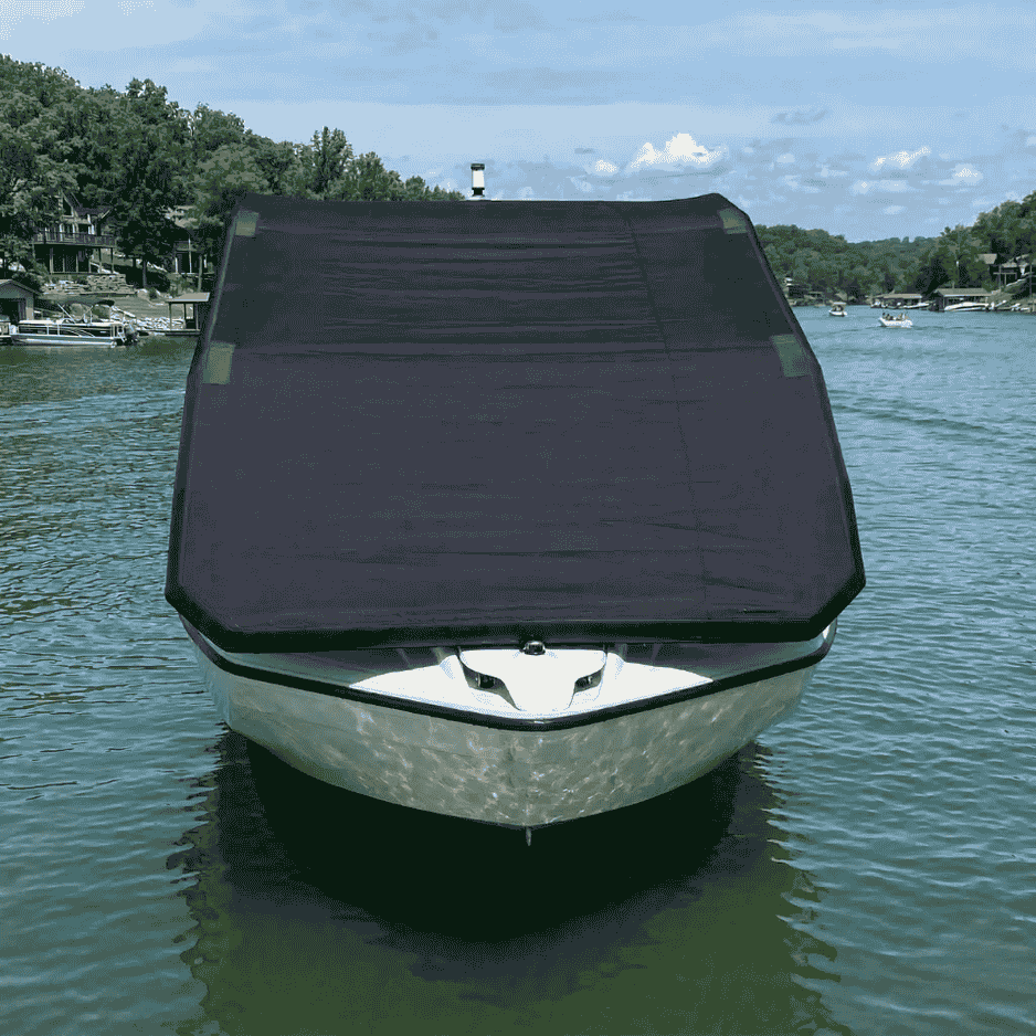 Black Sebba Shade on the bow of a boat on a lake