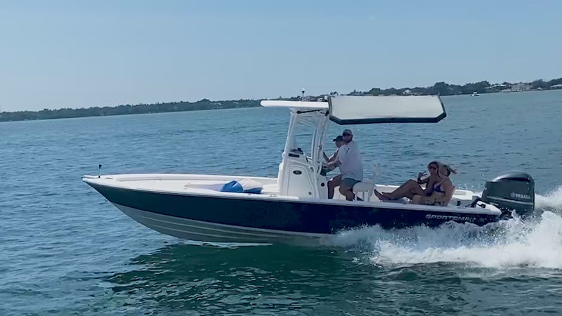 Cinematic 16-second loop of the Sebba Shade 6x9 inflatable boat canopy. Demonstrating 60 square feet of multidirectional sun protection, 45 mph high-speed stability, and the ability to use the rigid air-frame as a floatie. Ideal for center consoles, family cruisers, and jetboats.