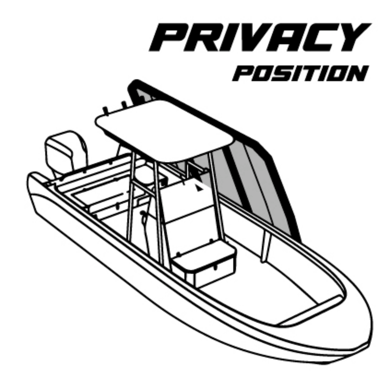 Technical illustration of the Sebba Shade configured as a Privacy Shield, showing vertical rigging to block low-angle sun and wind at the dock or sandbar